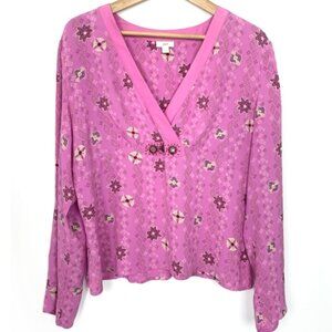J. Jill Long Sleeve Printed Beaded Blouse